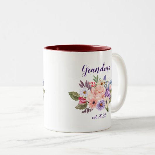 Datum grootmoeder - Eerste grootmoeder Tweekleurige Koffiemok (Voorkant rechts)