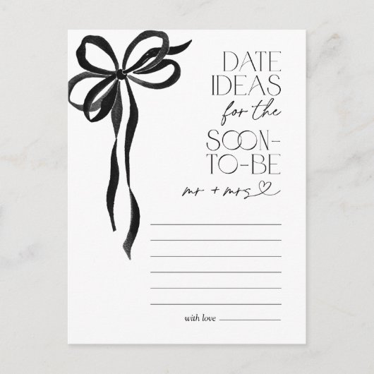 Datum Ideeën Black Bow Vrijgezellenfeest Spel Briefkaart (Voorkant)