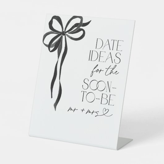 Datum Ideeën Black Bow Vrijgezellenfeest Spel Reclamebord Met Voetstuk (Voorkant)