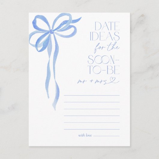 Datum ideeën Blue Bow Vrijgezellenfeest spel Briefkaart (Voorkant)