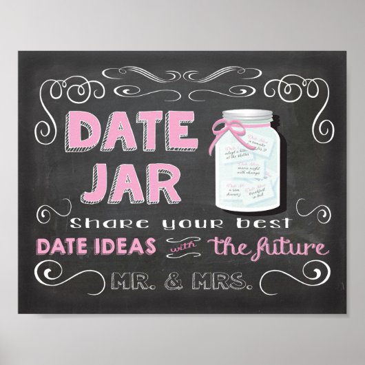 Datum ideeën jar chalkboard Poster (Voorkant)