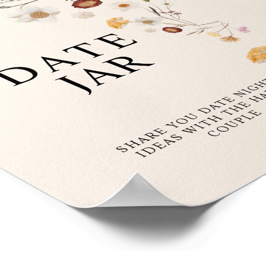 Datum Jar Boho Wildflower Wedding Sign Poster (Hoek)