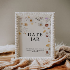 Datum Jar Boho Wildflower Wedding Sign Poster