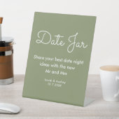 Datum Jar Green White Wedding Shower Reclamebord Met Voetstuk (Insitu)