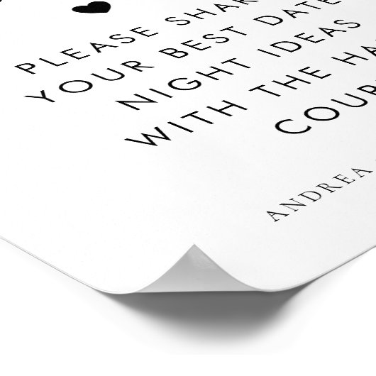 Datum Jar Heart Script minimaal Vrijgezellenfeest  Poster (Hoek)