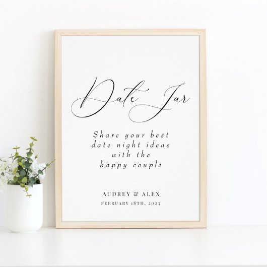 Datum Jar Modern Zwarte Bruiloft Borrel Activiteit Poster