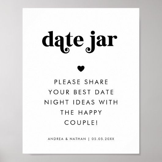 Datum Jar Retro Script minimaal Vrijgezellenfeest  Poster (Voorkant)