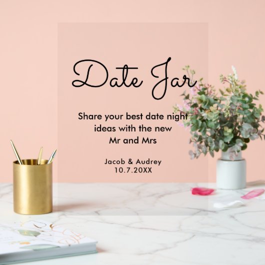 Datum Jar Trouwdouche Acryl Bord (Huwelijk)