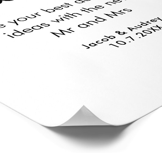 Datum Jar Zwart Witte Trouwfeest Poster (Hoek)