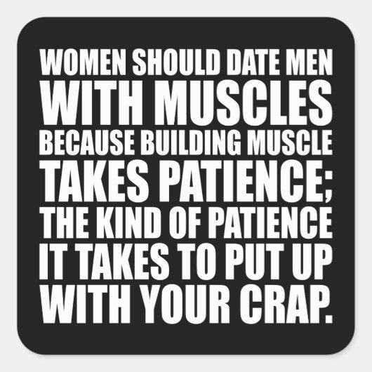 Datum Mannen met spieren - Funny Bodybuilding Vierkante Sticker (Voorkant)