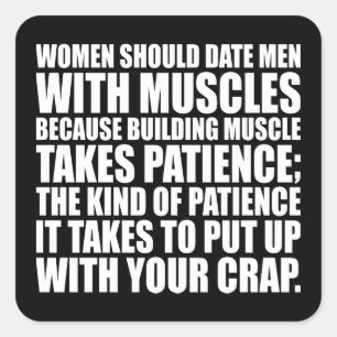 Datum Mannen met spieren - Funny Bodybuilding Vierkante Sticker