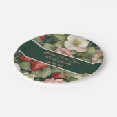 Datum/Naam "Berry in Love" Bloemen en Aardbei Papieren Bordje (Gekanteld)