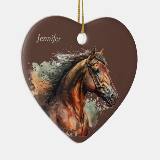 Datum & Naam Kerstmis Paard Keramisch Ornament (Rechts)