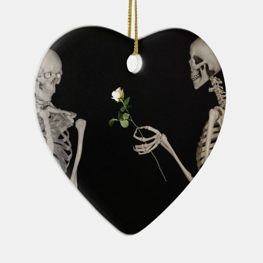 Datum nacht Cute skeleton koppel Keramisch Ornament (Rechts)