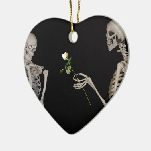 Datum nacht Cute skeleton koppel Keramisch Ornament (Links)