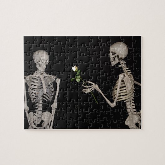 Datum nacht Cute skeleton koppel Legpuzzel (Horizontaal)