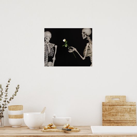 Datum nacht Cute skeleton koppel Poster (Keuken)