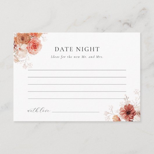 Datum Nacht Herfst Bloemen Vrijgezellenfeest Advie Informatiekaartje (Voorkant)