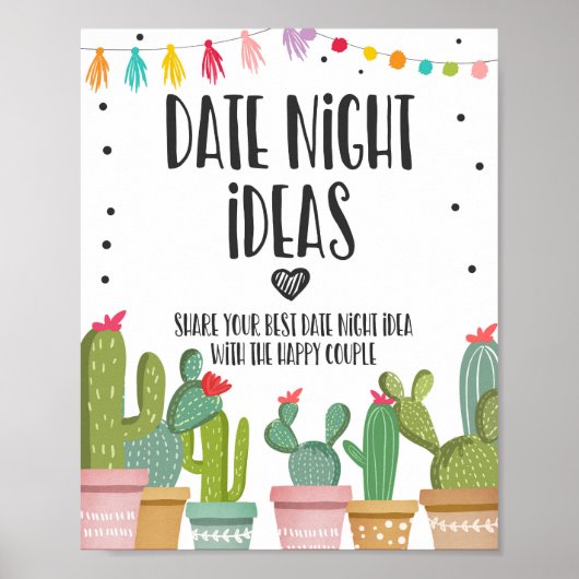 Datum Nacht Ideeën Koppel Cactus Fiesta Tafelbord Poster (Voorkant)