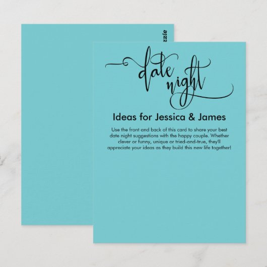 Datum Nacht Ideeën Turquoise Advies Kaart (Voorkant / Achterkant)
