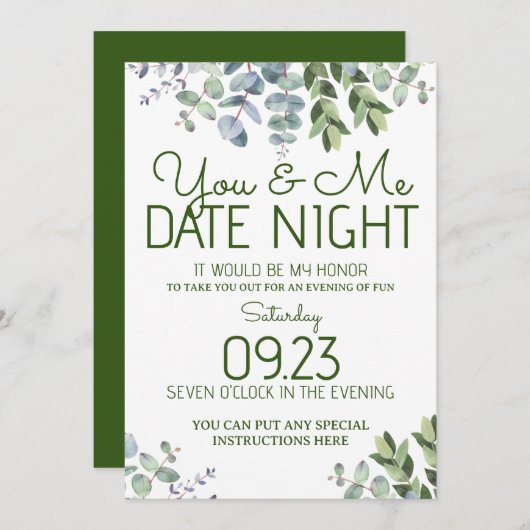 Datum nacht kaart (Voorkant / Achterkant)