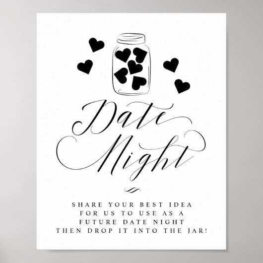 Datum Nacht Mason Pot Harten Bruiloft Bord Script Poster (Voorkant)