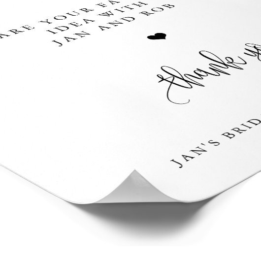 Datum Nacht met Heart Minimalist Calligraphy Displ Poster (Hoek)