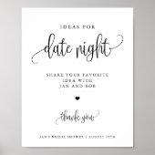 Datum Nacht met Heart Minimalist Calligraphy Displ Poster (Voorkant)