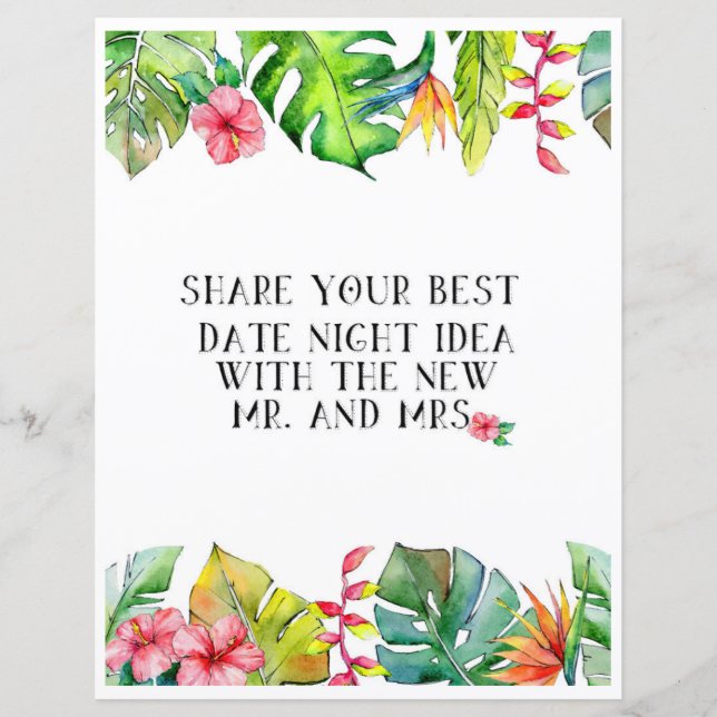 Datum Nacht Tropisch Vrijgezellenfeest Activiteit (Voorkant)