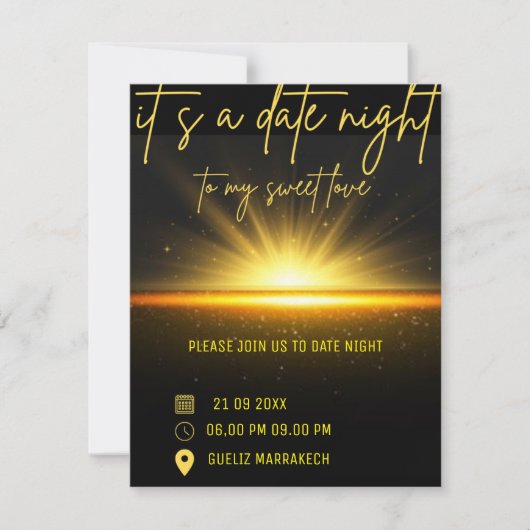 Datum Nacht Uitnodiging Diner, Datum Diner Te (Voorkant)