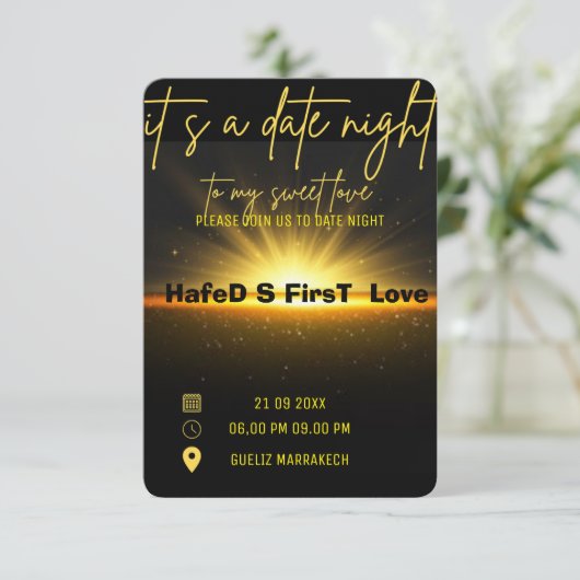 Datum Nacht Uitnodiging Diner, Datum Diner Te (Staand voorkant)