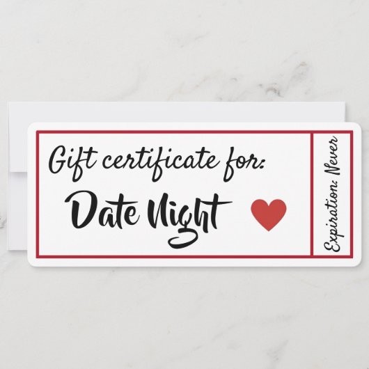 Datum nachtcoupon kaart (Voorkant)