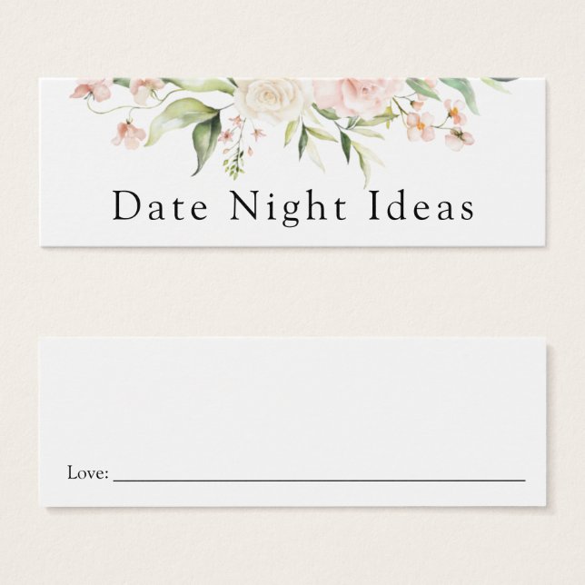 Datum Nachtelijke idea Blush Florals Kaart (Voorkant /achterkant)