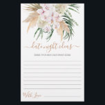 Datum Nachtelijke ideeën vrijgezellenfeest kaart<br><div class="desc">Pampas Grass Boho chic date night Ideeën vrijgezellenfeest game card</div>