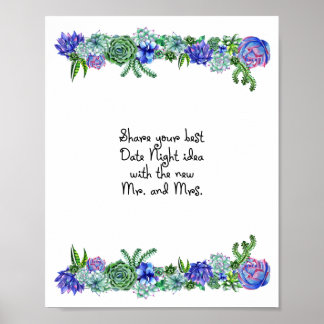 Datum nachtend ideaal teken Succulent Poster