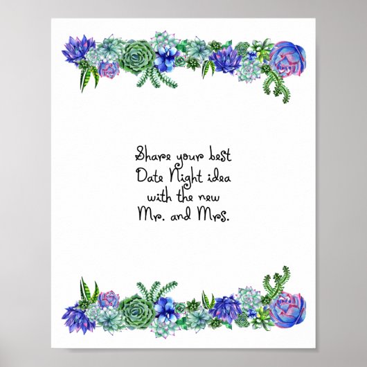 Datum nachtend ideaal teken Succulent Poster (Voorkant)