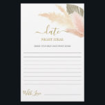 Datum Nachtideeën pampas gras vrijgezellenfeest ca<br><div class="desc">Blush Pampas Grass Boho chic date-night Ideeën vrijgezellenfeest game card</div>