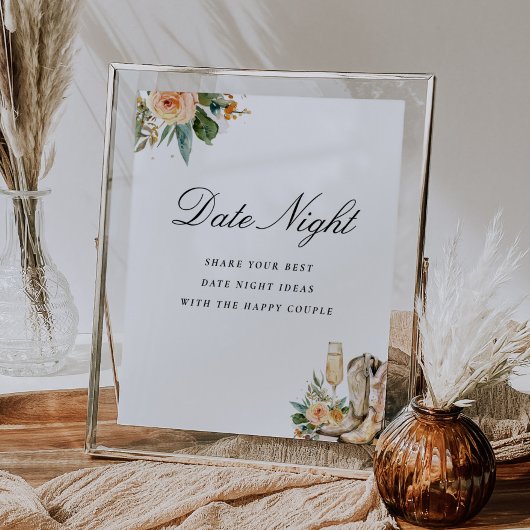 Datum Night Boots en Bubbly Vrijgezellenfeest Sign Poster