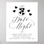 Datum Night Mason Jar Hearts Script Weddenschap Poster (Voorkant)