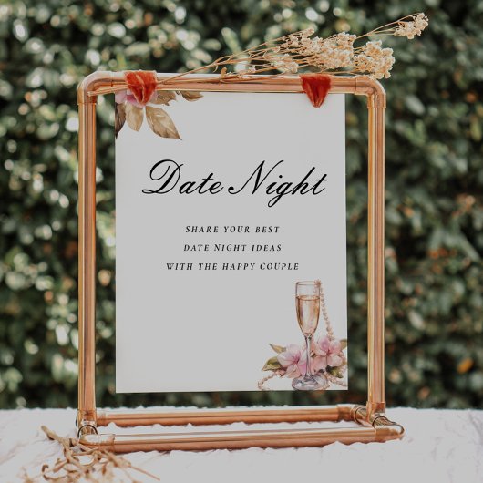 Datum Night Pearls Prosecco Vrijgezellenfeest Sign Poster