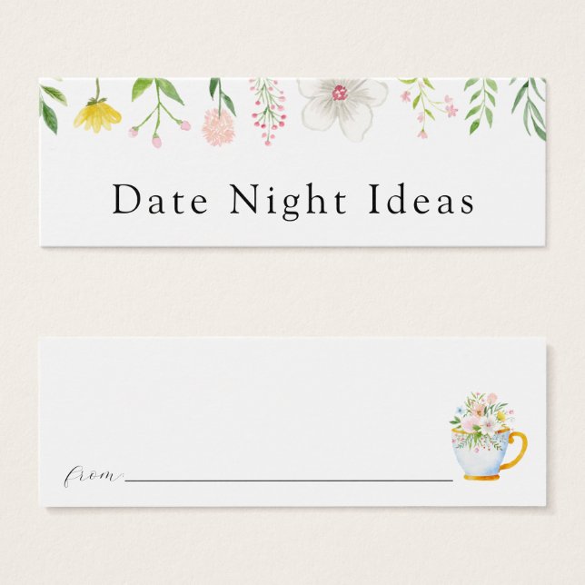 Datum Night Wildflower Bridal Tea Idea Card Mini Visitekaartjes (Voorkant /achterkant)