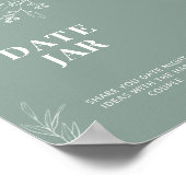 Datum ondertekening groene bruiloft jar Sage Poster (Hoek)