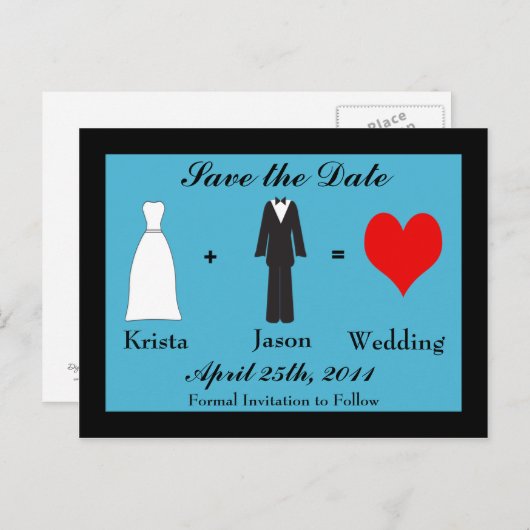 Datum opslaan - Bruid plus Bruidegom Aankondigingskaart (Voorkant / Achterkant)