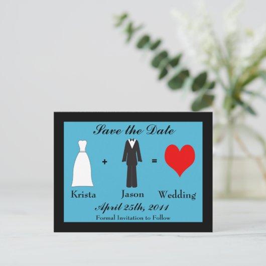 Datum opslaan - Bruid plus Bruidegom Aankondigingskaart (Staand voorkant)