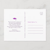 Datum opslaan paarse afstuderen foto vet typografi uitnodiging briefkaart (Achterkant)