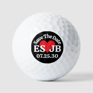 DATUM OPSLAAN Rode Hart MONOGRAMMEN Zwarte Achterg Golfballen