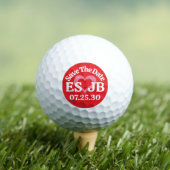 DATUM OPSLAAN Rode Roze Hart MONOGRAMS Rode Achter Golfballen (Insitu Shirt)