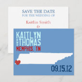 Datum opslaan - - Tennessee Save The Date (Voorkant / Achterkant)