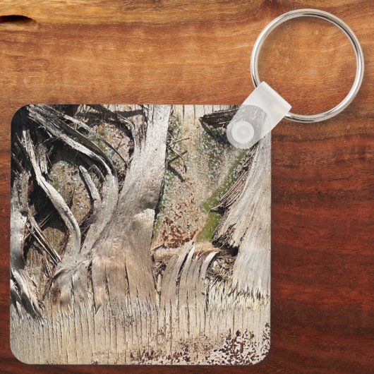 Datum Palm Tree Trunk Texture Close-up Foto Afbeel Sleutelhanger (Achterkant)