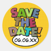 DATUM RESERVEREN Leuk Kleurrijk Modern Ronde Sticker (Voorkant)